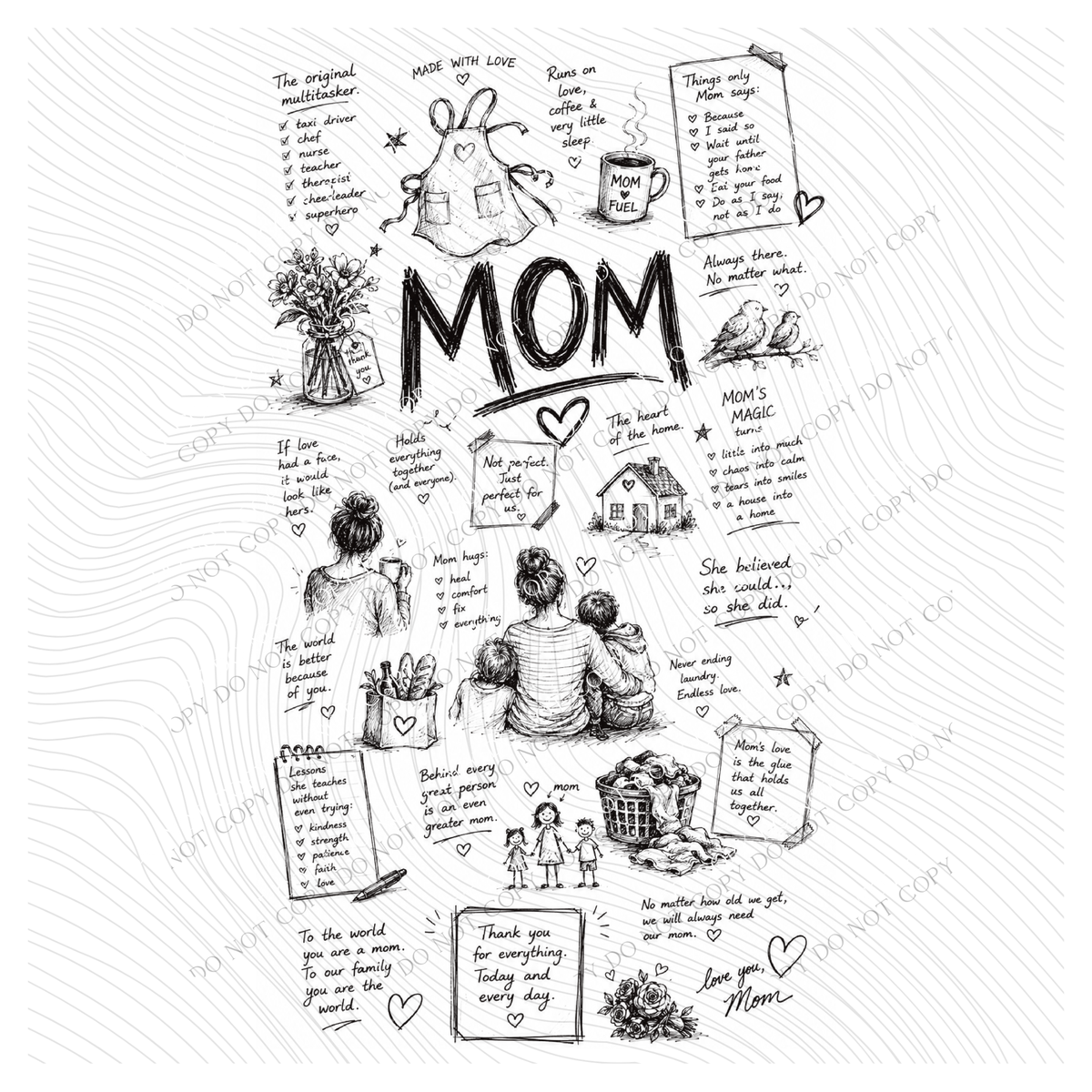 All about Mom Sketch Digital Design, PNG