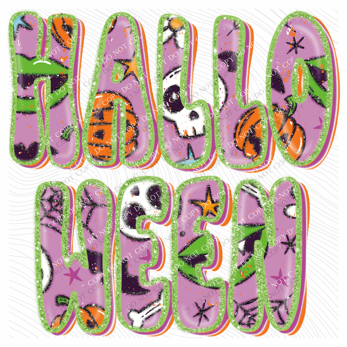 Halloween Glittery Skulls, Lips &  Pumpkins Fall Digital Design, PNG