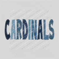 Cardinals Denim Patch Stitched Digital Design, PNG