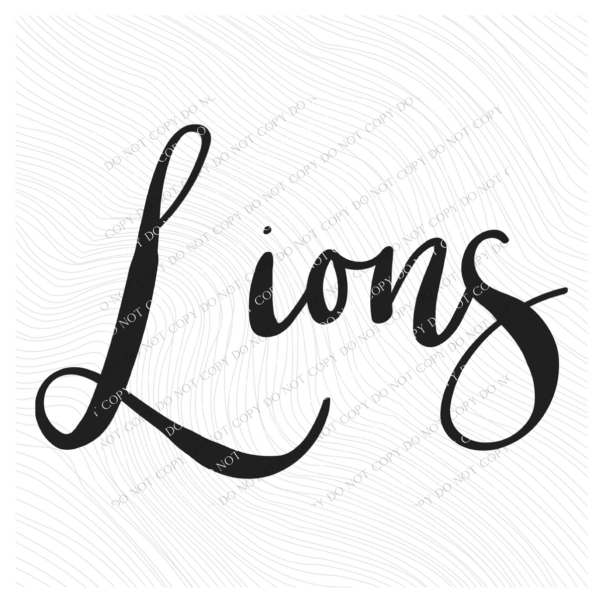 Lions Script in Black Digital Download, PNG