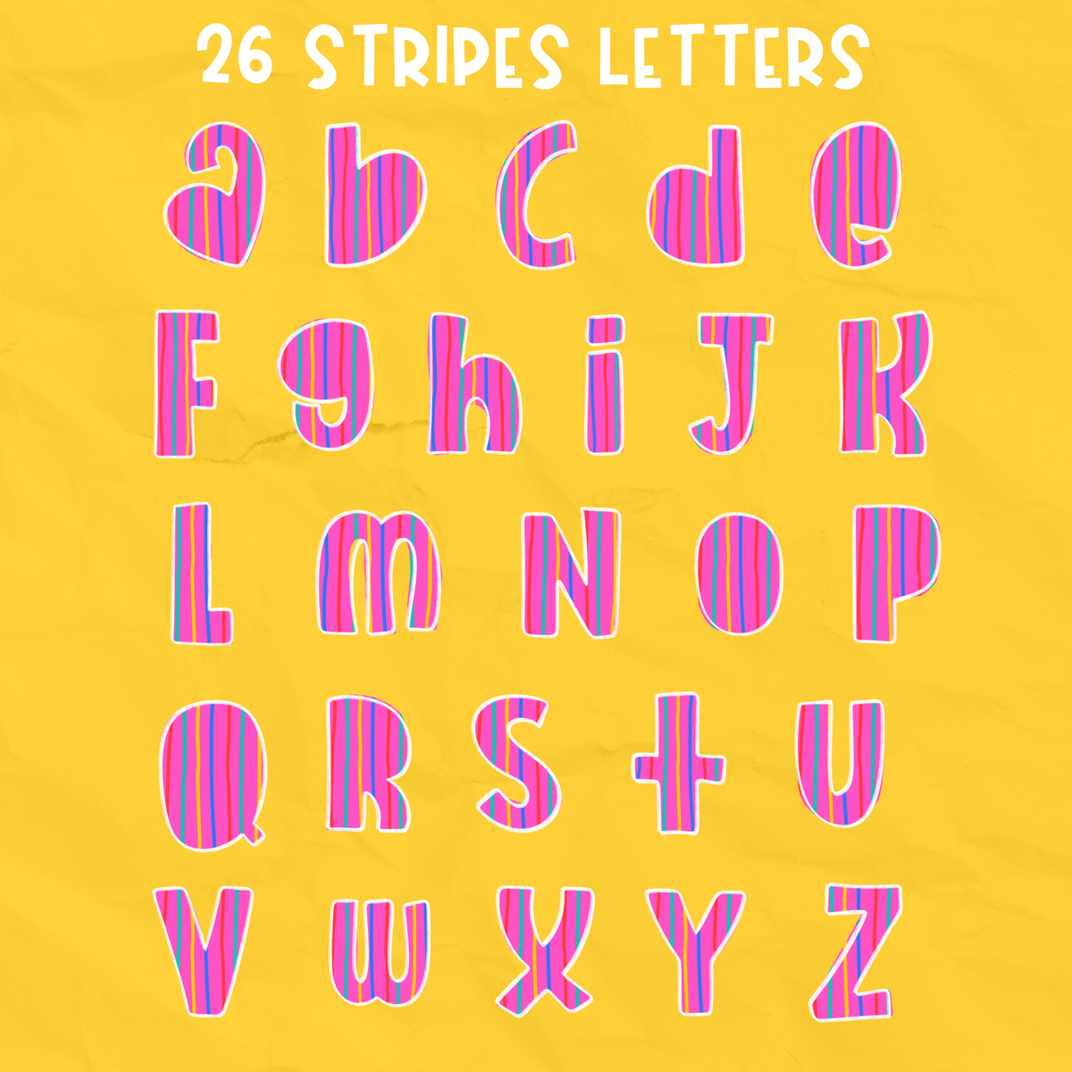 Color Pop Doodle Alphabet Set | PNG Alphabet Letters Only