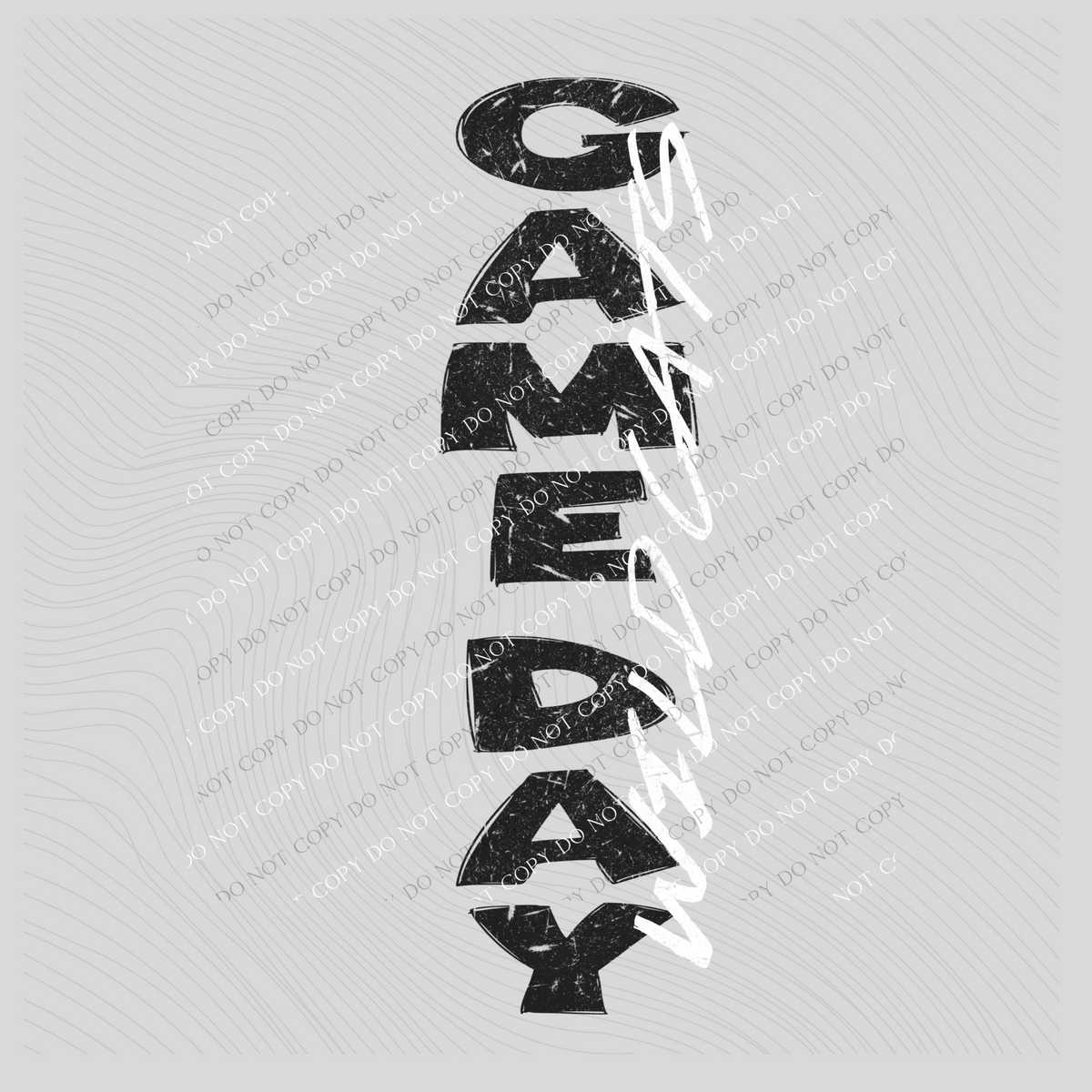 Game Day Wildcats Vertical Distressed in Black & White Digital Design, PNG