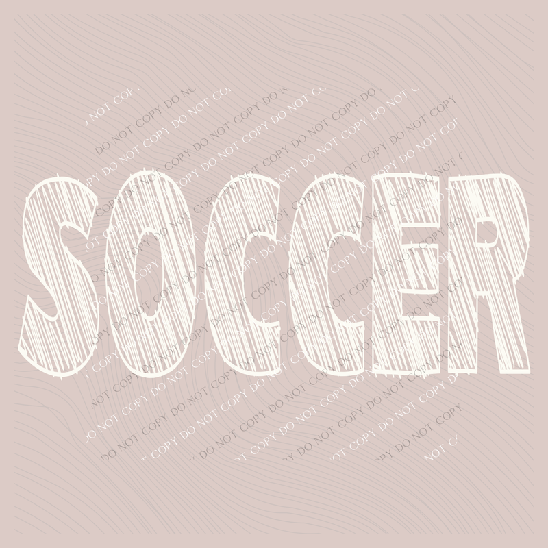 Soccer Scribble in Cream White Digital Design, PNG