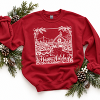 Happy Holidays Tree Farm Silhouette Digital Design, PNG