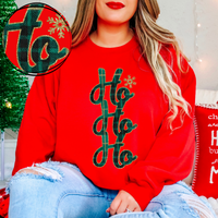 Ho Ho Ho Green Plaid & Glitter Digital Download, PNG