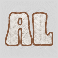 Alabama AL Sweater Patch in Cream & Brown Digital Design, PNG