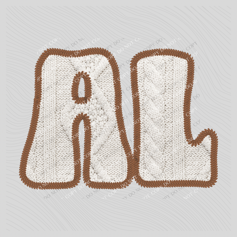 Alabama AL Sweater Patch in Cream & Brown Digital Design, PNG
