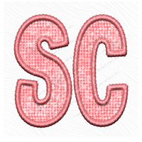 SC South Carolina Faux Embroidery Diamonds Bling in Sunset Coral Digital Design, PNG