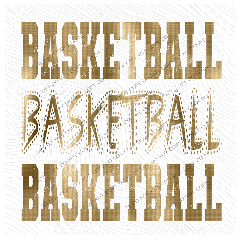 Basketball Varsity Polka Dot Texture Foil Gold Digital Design, PNG