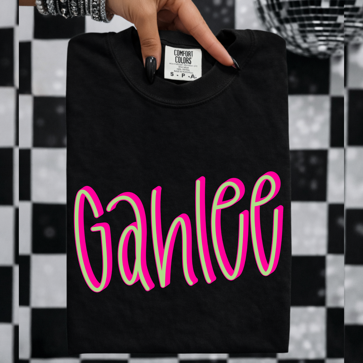 Gahlee 3D Sassy Script Bright Pink & Green Digital Design, PNG