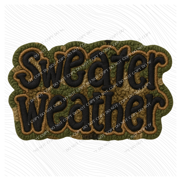 Sweater Weather Camo 3D Chenille Patch Style Digital Download, PNG
