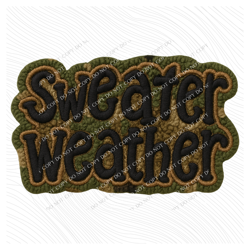 Sweater Weather Camo 3D Chenille Patch Style Digital Download, PNG