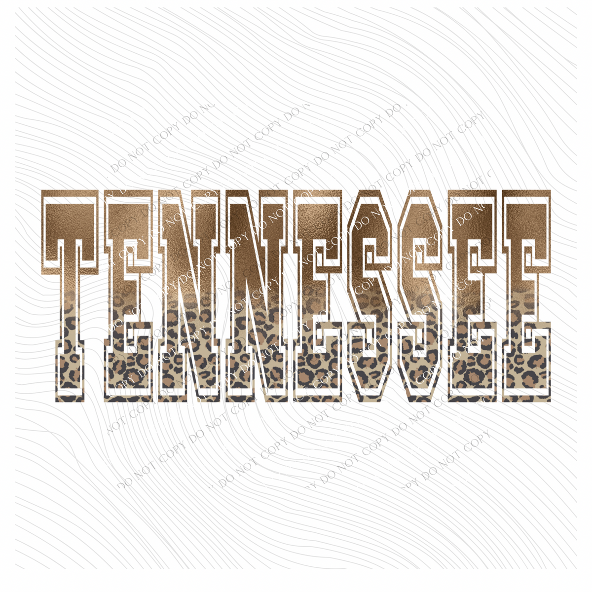 Tennessee Ombre Gold Foil and Leopard Varsity Digital Design, PNG