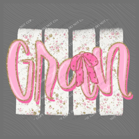 Gran Floral Distressed Stripes, Glitter & Bow Coquette Digital Design, PNG