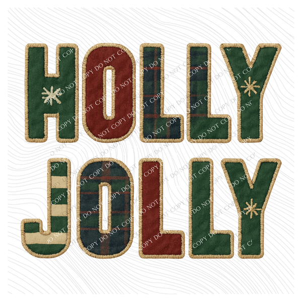 Holly Jolly Tartan Plaid Patterns Faux Patch Digital Download, PNG