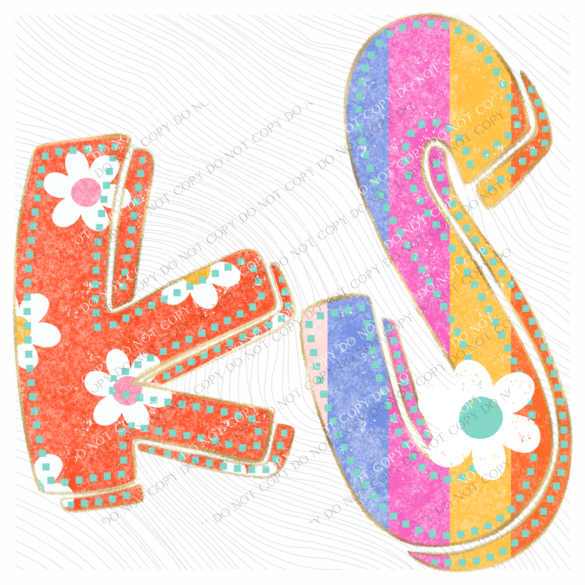 KS Kansas Flower Power Distressed Doodle Digital Design, PNG