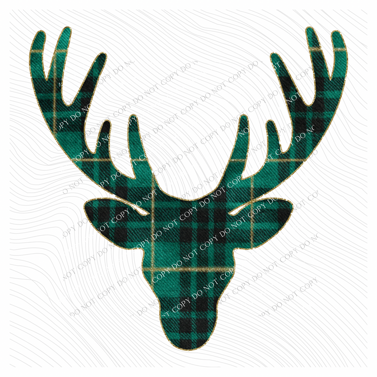 Reindeer Green Plaid & Glitter Digital Download, PNG