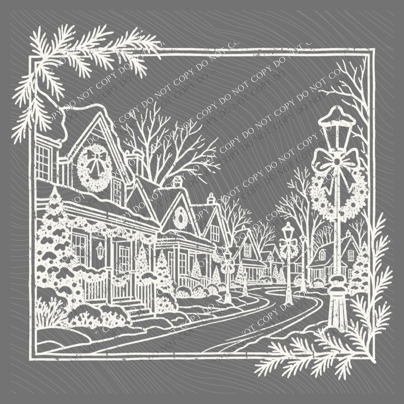 Christmas Village Silhouette Digital Design, PNG