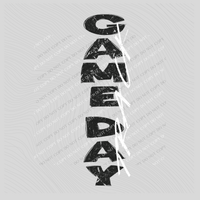 Game Day Track Vertical Distressed in Black & White Digital Design, PNG