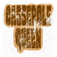 Casserole Queen Retro Shadow Brown Distressed Digital Design, PNG