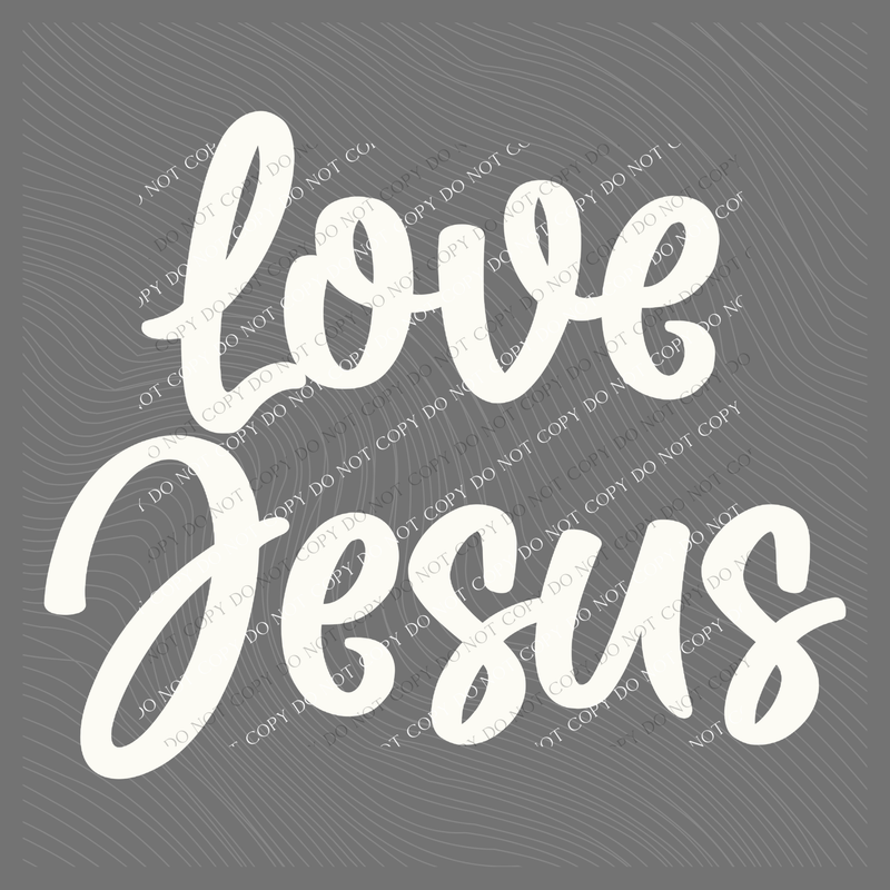 Love Jesus Script in Off-white Digital Design, PNG