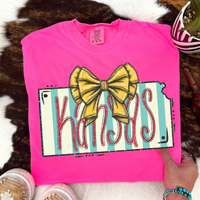 Kansas Glitter Bow & Stripes Coquette Digital Design, PNG