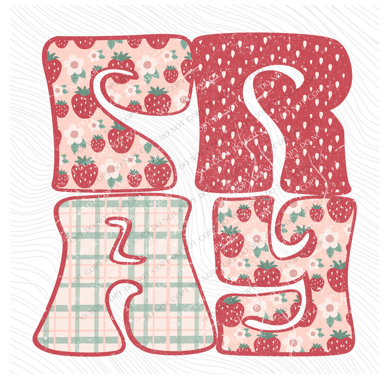 Pray Groovy Strawberry Patch Distressed Digital Design, PNG