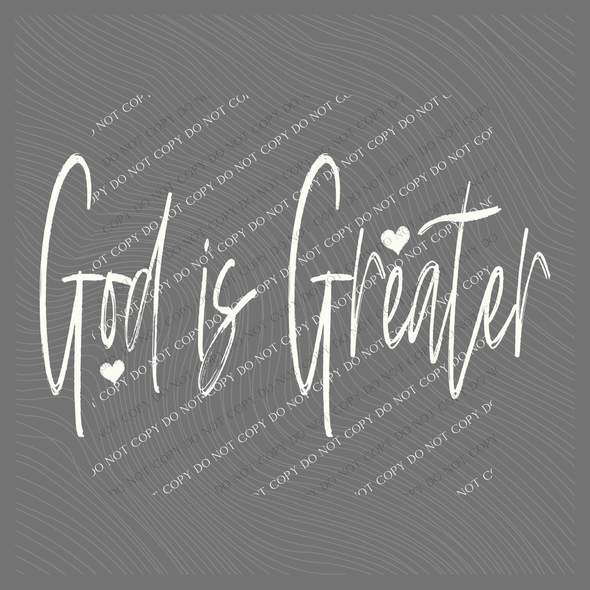 God is Greater Script Hearts in Off-white Digital Design, PNG