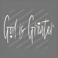 God is Greater Script Hearts in Off-white Digital Design, PNG