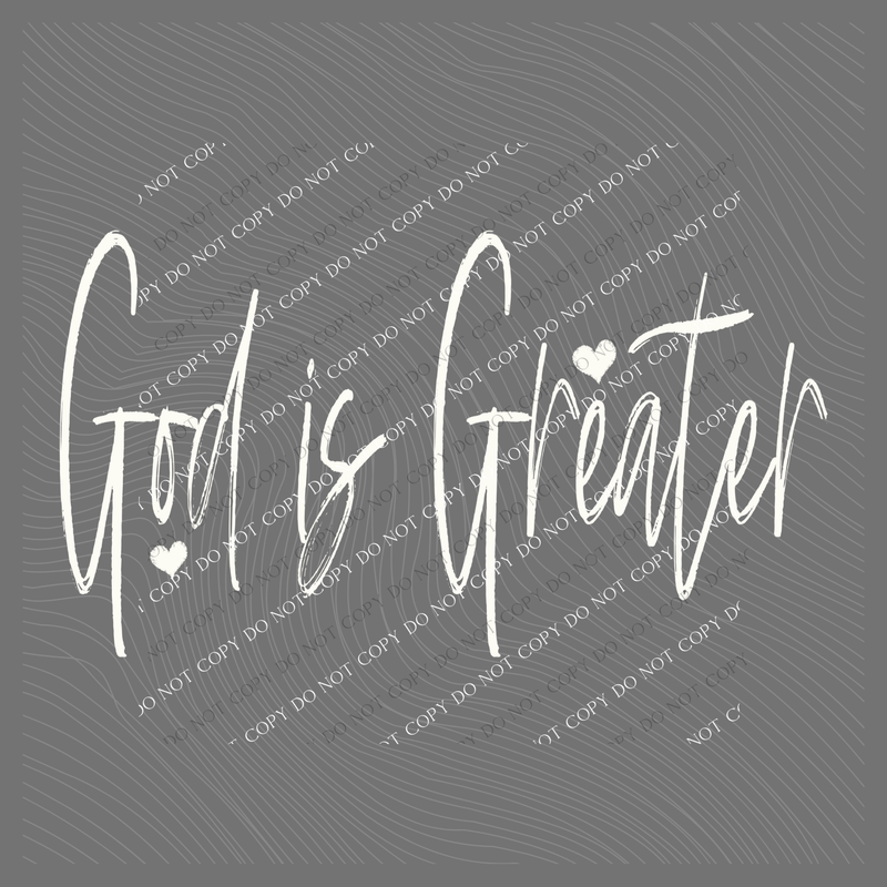 God is Greater Script Hearts in Off-white Digital Design, PNG