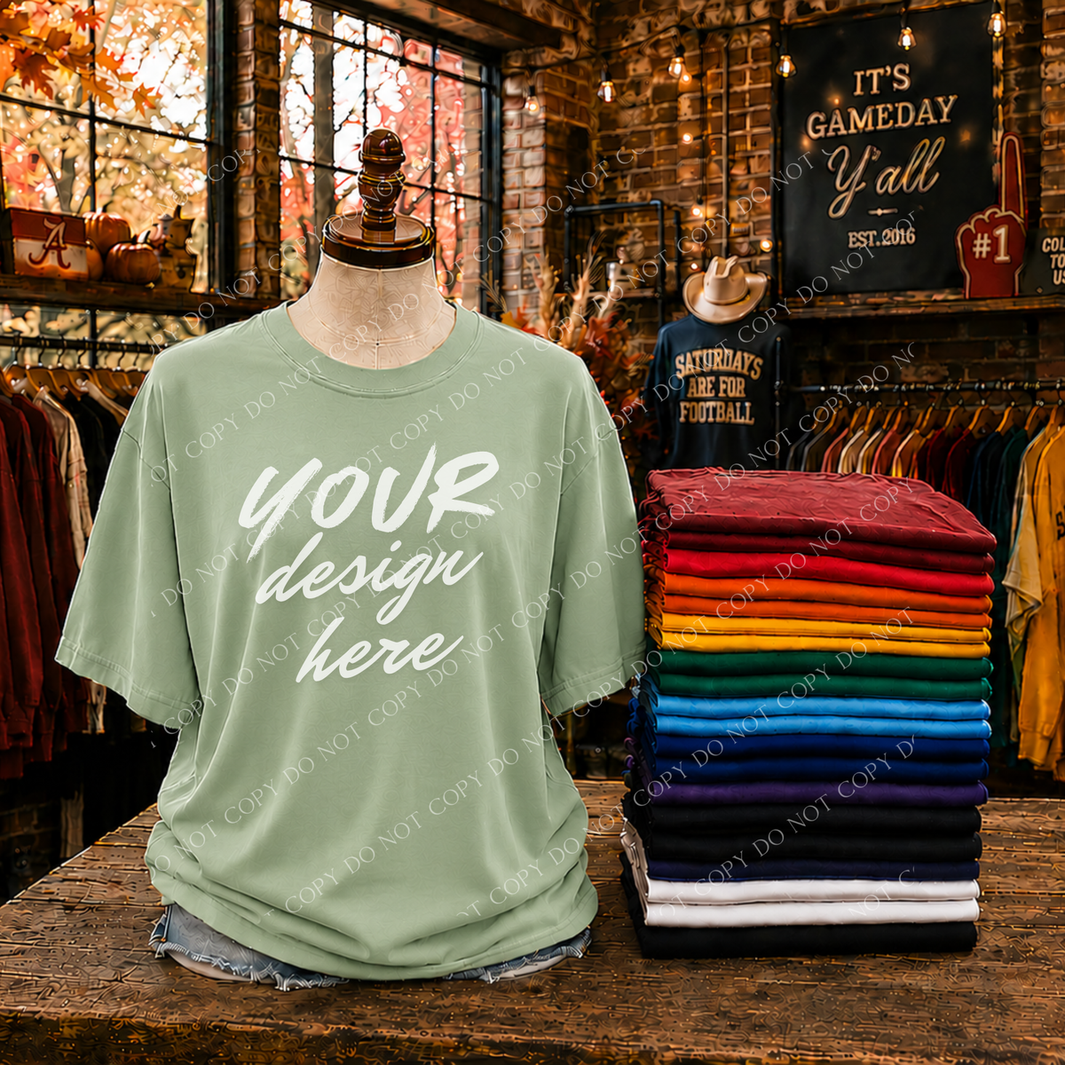 Game Day Blank Mockup, Comfort Colors Light Green