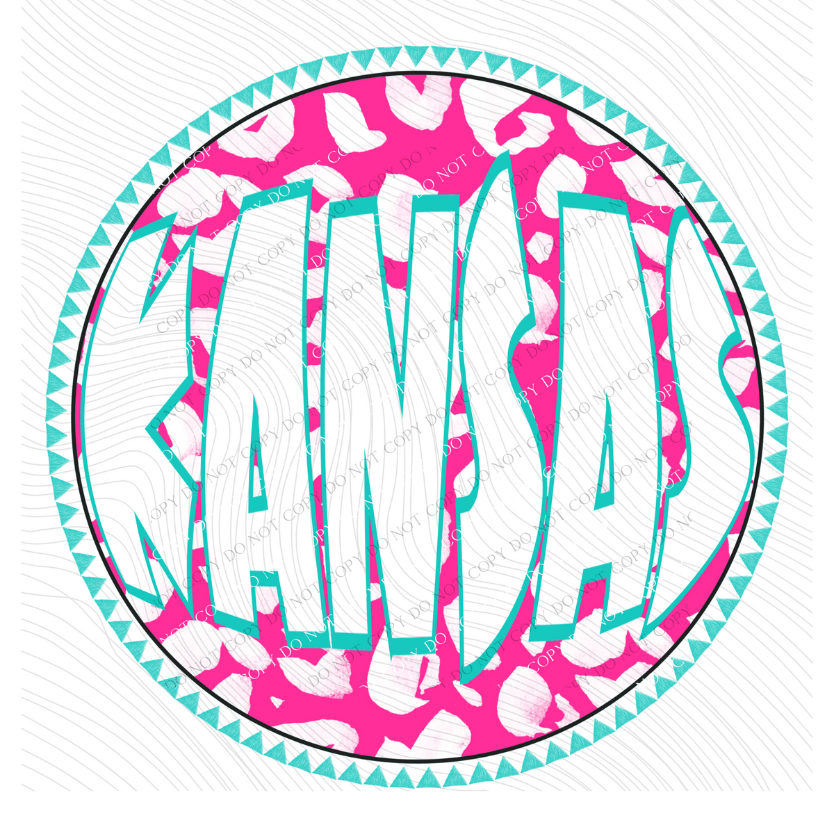Kansas Groovy Leopard Shadow & Non Shadow (both included) Cutout in Pink & Teal Digital Design, PNG