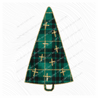 Tree with Crosses Green Plaid & Glitter Digital Download, PNG
