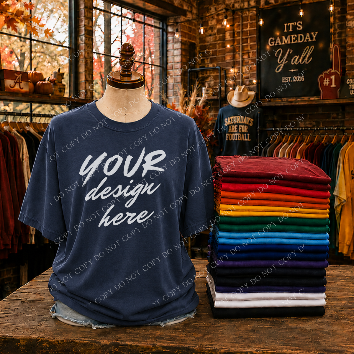 Game Day Blank Mockup, Comfort Colors Bright True Navy