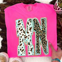 MN Minnesota Turquoise Glow Gold Foil Western Leopard & Cow Print Digital Design, PNG Only
