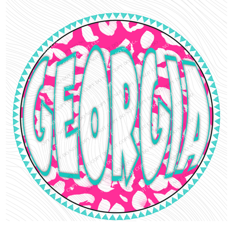 Georgia Groovy Leopard Shadow & Non Shadow (both included) Cutout in Pink & Teal Digital Design, PNG