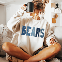 Bears Denim Patch Stitched Digital Design, PNG