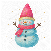 Snowman Watercolor & Gold Speckle Digital Download, PNG
