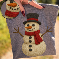 Snowman in Cute 3D Crochet Style Digital Download, PNG
