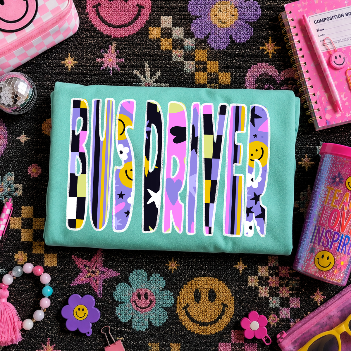 Bus Driver Happy Days Doodle Back to School Digital Design, PNG