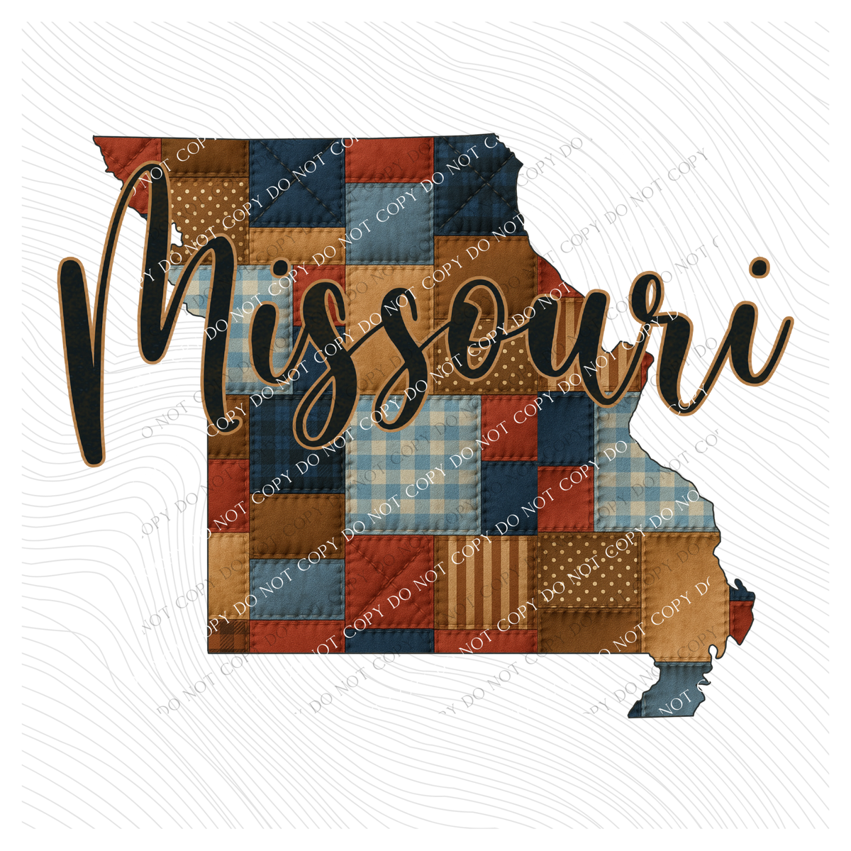Missouri Quilted Script State Digital Design, PNG