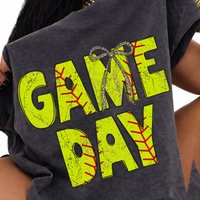 Game Day Softball Stitch Leopard Bow Doodle Distressed Digital Design, PNG