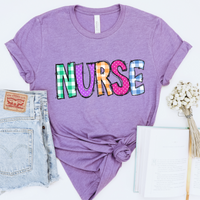 Nurse Doodle Gingham, Dots & Glitter in Multi Digital Design, PNG