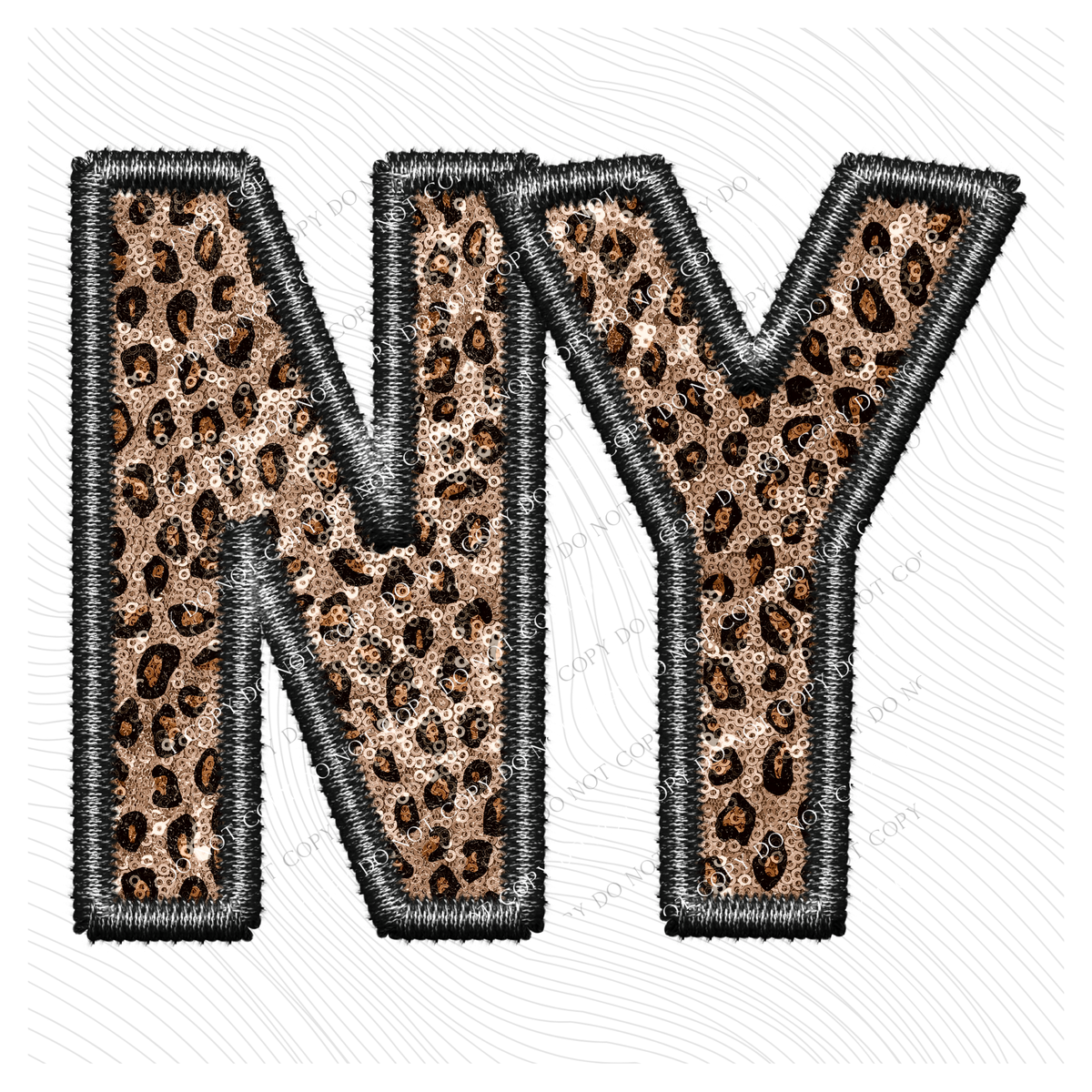 NY New York Faux Embroidery Leopard Sequin with separate Home Sweet Home Script in Black,  Digital Design, PNG