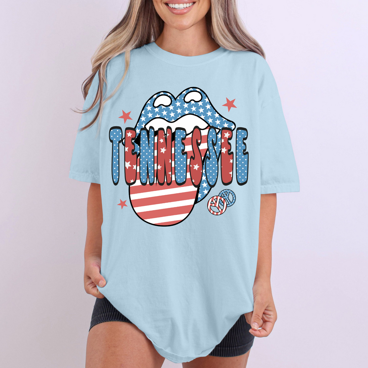 Tennessee Patriotic Lips & Tongue Digital Design, PNG