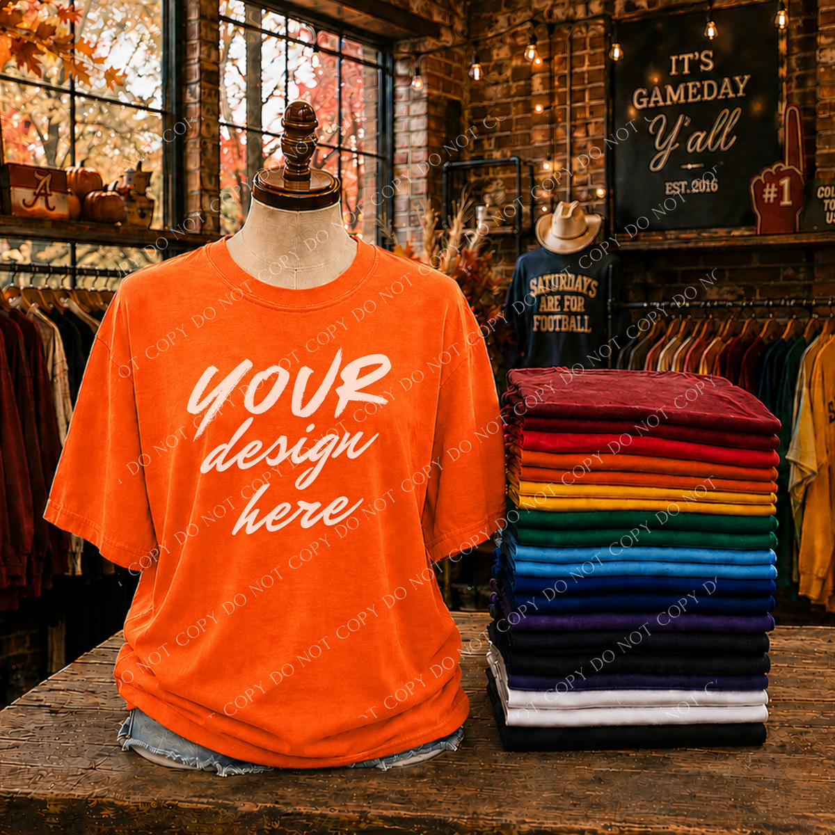 Game Day Blank Mockup, Comfort Colors Bright Orange