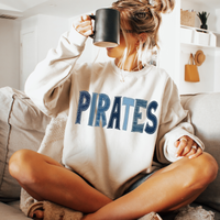Pirates Denim Patch Stitched Digital Design, PNG