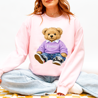 Easter Plush Preppy Bear in Purple Digital Design, PNG
