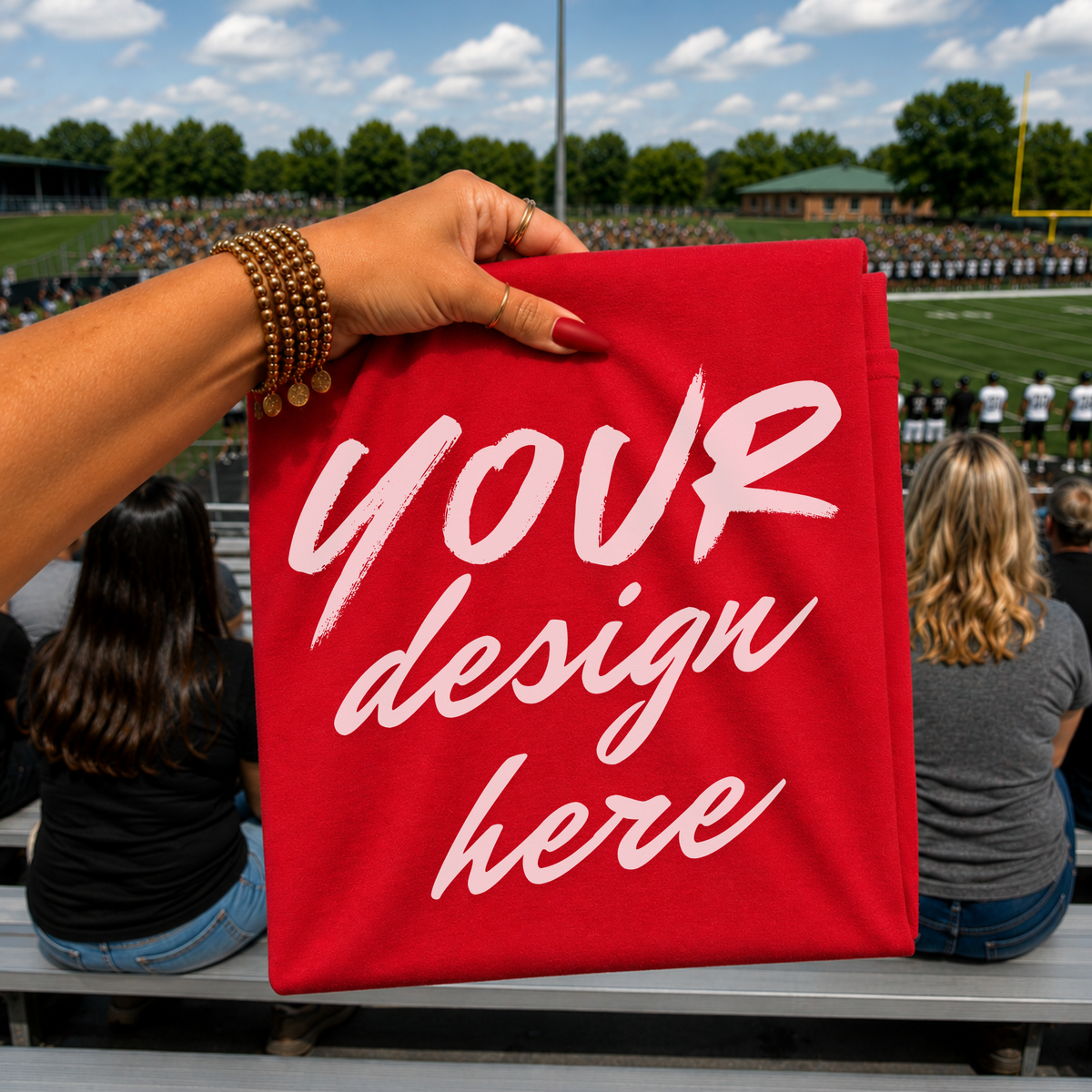 Game Day Sports Flatlay Mockup, Gildan G500 Red