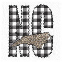 North Carolina NC Stitched Buffalo Plaid & Leopard State Patch Digital Design, PNG